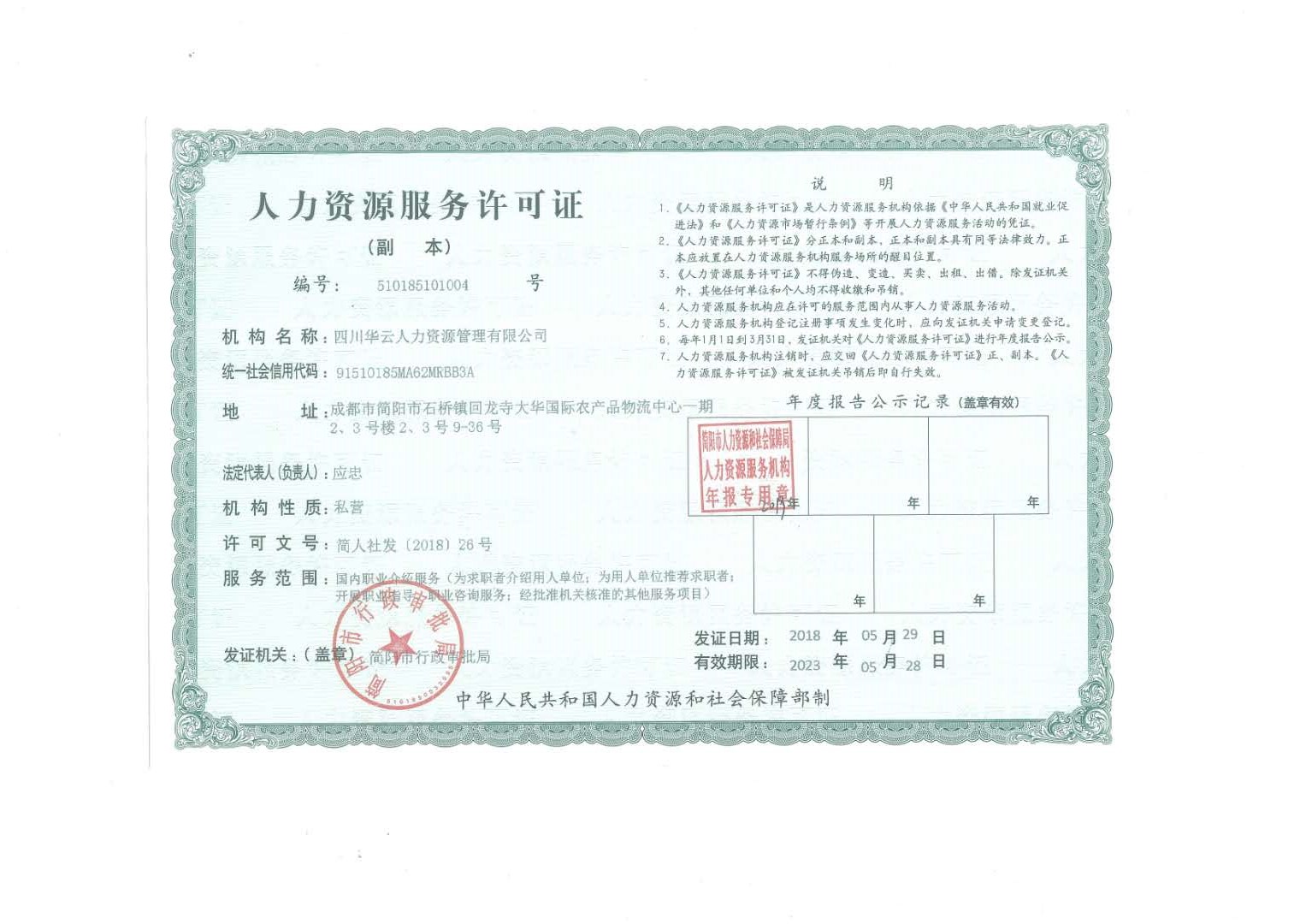 人力資源服務許可證